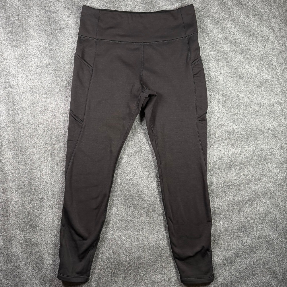 Athleta Altitude Edge Stash Tight Women L Black Fleece Lined Pockets Leggings